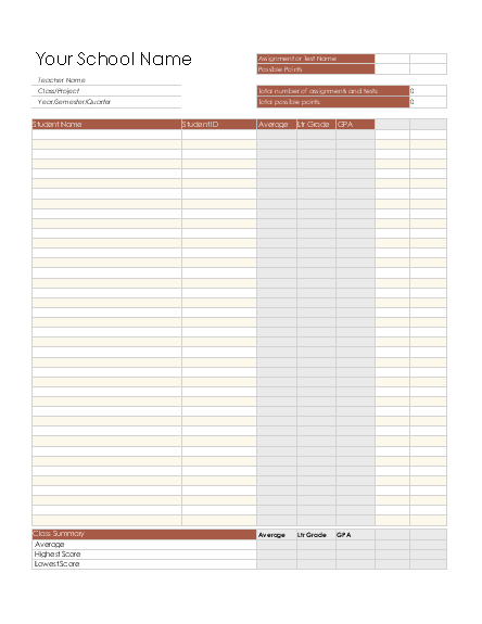 Grade Book (based On Points)