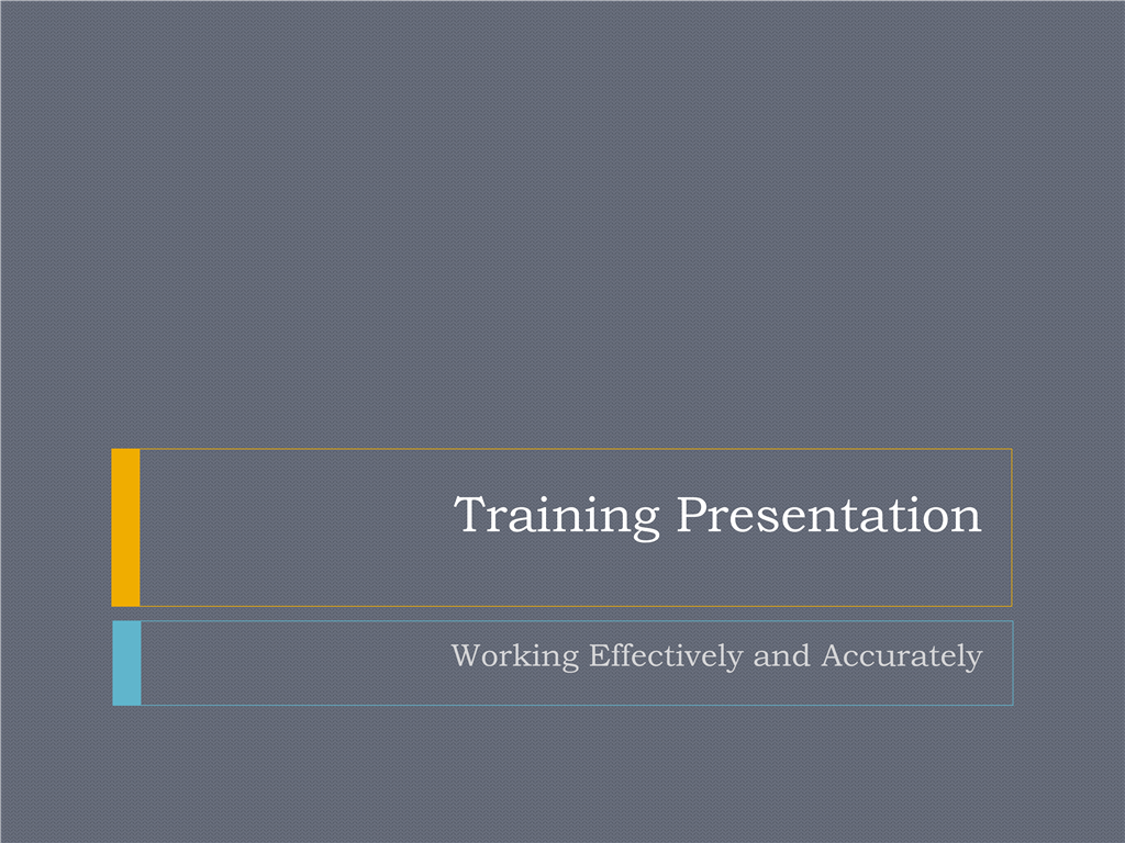 Training Seminar Presentation
